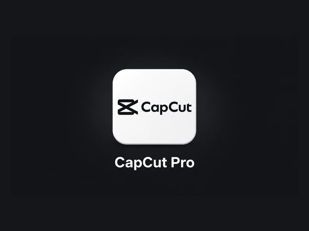 White logo panel and CapCut Pro text on black; CapCut Pro 6-Month Account — Subscription
