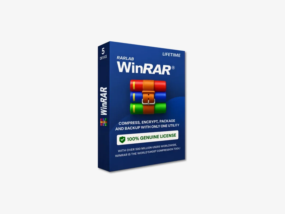 WinRAR genuine one-time perpetual license registration for Windows archive compression software